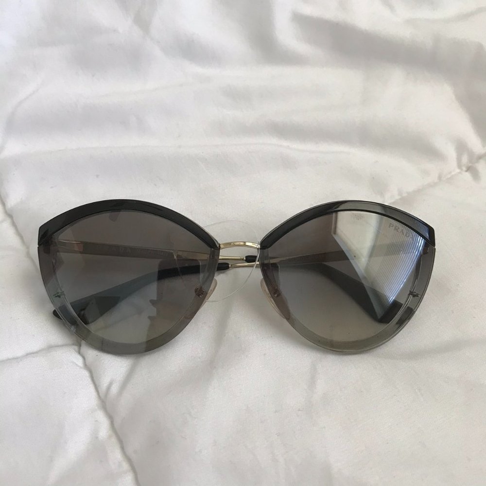 Prada Catwalk Black and Grey Gray Sunglasses